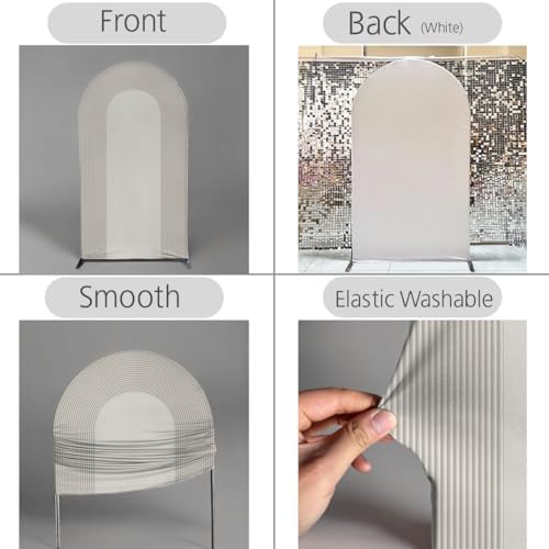 Ripples Arch Backdrop Cover Spandex Background for Baby Birthday Baby Shower Wedding Party Decoration (Beige Ripples,5x2.2ft) - Image 6