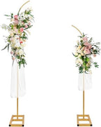 Bazen Half Balloon Arch Stand 7.5FT&6.2FT Wedding Arch Stand with Base Gold by Bazen