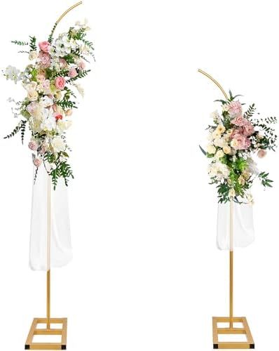 Bazen Half Balloon Arch Stand 7.5FT&6.2FT Wedding Arch Stand with Base Gold by Bazen