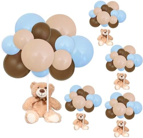 230 Pcs Bear Baby Shower Party Decorations Baby Shower Table Centerpieces with 5 Plush Bear Bulk 225 Balloons Kit Party Table Decor for Baby Shower Birthday Wedding Gender Reveal (Blue) by OLUTACOT