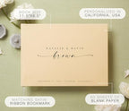 Personalized Guest Book - 11.5" x 8.5" Custom Bride & Groom Names with Bookmark and Hard Cover 140 GSM Blank Pages, for Weddings Guest Book, Engagements, Birthdays, Special Events, Butter - Image 2