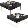 Wish Care 2 Pack Black Spandex Tablecloths for 54x54 Inch Square Tables, Stretch Fitted Table Clothes with Pleated Ruffle Skirt for 54” Table, Wrinkle Free and Elastic, for Party Kitchen Home Dining by WishCare