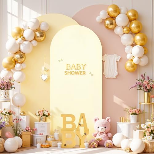 Cream Champagne Arch Backdrop Cover Set of 3 Party Wedding Arch Covers Stretchy Backdrop 6FT 6.6FT 7.2FT Decorations Baby Shower Bridal Shower Photo Birthday Arch Stand Cover Spandex by LittleFunny