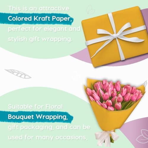 PerkHomy 24" x 2,400" (200') Orange Kraft Paper Roll for Craft Bulletin Board Paper Art Table Covering Crafting Gift Wrapping Bouquet Packing Parcel 80GSM 55LB (Orange, 24" x 200') - Image 4