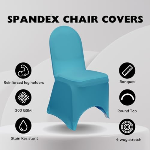 YOUR CHAIR COVERS - 50 Pack Stretch Spandex Banquet Chair Covers - Malibu Blue, Wedding Slip Covers, Premium Quality Chair Cover - Image 2