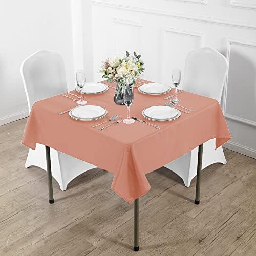 Fokitut 2 Pack Waterproof Square Tablecloth, 90x90 Inch, Stain Resistant and Wrinkle Polyester Table Cloth, Fabric Table Cover for Kitchen Dining, Wedding, Party, Holiday Dinner-Dusty Pink - Image 5