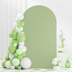 FANPROMS Spandex Arch Cover Sage Green 4.6x8FT Wedding Arch Cover Round Top Chiara Backdrop Cover Party Arch Stretch Cover Arched Backdrop Stand Cover for Reception Wedding Shower Event Decorations - Image 4