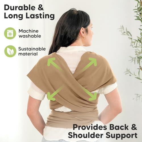 KeaBabies Baby Wrap Carrier, All in 1 Original Baby Carrier (Warm Hearth) - Image 5