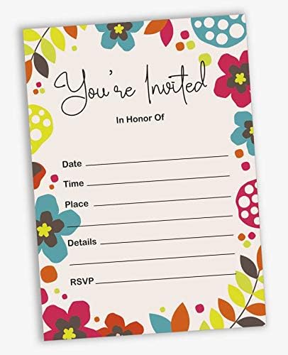 Pack of 30, You're Invited Invitations with Envelopes, Floral Invites for Your Wedding, Bridal Shower, Baby Shower, Birthday Invites Fill-in Style 5 X 7 Inches - Image 2