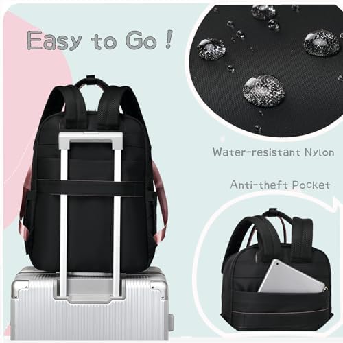 LORADI 18 Pockets Large Diaper Bag Backpack, Black - Image 5