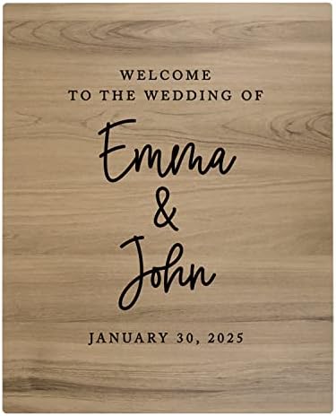 Andaz Press Large Wooden Welcome Sign for Wedding Rustic Welcome Sign 16" x 20" Custom Names & Date Shabby Chic Wedding Signage English Oak MDF Wood Finish Wedding Reception Indoor Outdoor Signs by AndazPress