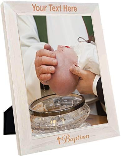 PersonalizationStreet - Religion Occasions: Baptism Personalized 4" x 6" Vertical Whitewash Wood Photo Frame with Free Custom Engraving, Shipping and Photo Print of Your Special Photograph by PersonalizationStreet%C2%AE