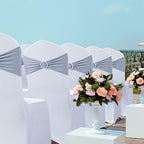 Babenest 50PCS Spandex Chair Sashes Bows with Buckle for Wedding Deco, Grey - Image 3