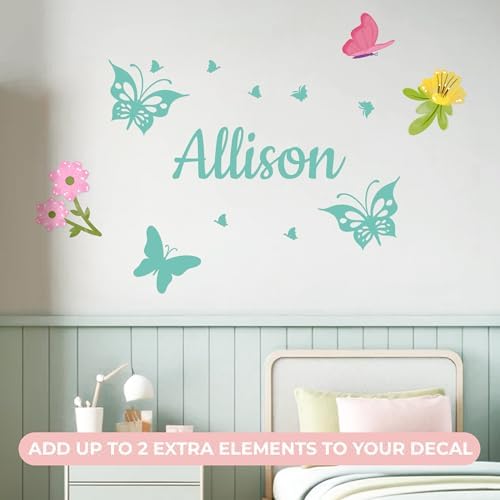 CRYPTONITE Butterflies Baby Room Decor | Custom Name Wall Decal | Butterfly Decorations for Bedroom Decor | Fully Customizable and Non-Toxic | Wall Decor Nursery Wall Decal (Wide 42"x 26" Height) - Image 2