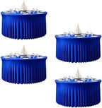 4 Pack 120Inch Royal Blue Cloth Tablecloth for 5 FT Round Tables, Stretchy Fitted Circle Picnic Tables Cloths, Spandex Table Cover with Table Skirt for Wedding Photography Party Event Mermaid Birthday by Creativepartyuniquedecorat