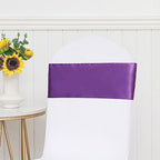Pack of 50 Satin Purple Chair Sashes Bows 7 X 108 Inch Universal Chair Ribbons Ties for Wedding Ceremony Party Birthday Anniversary Engagement Banquet Outdoor Event Decorations - Image 3