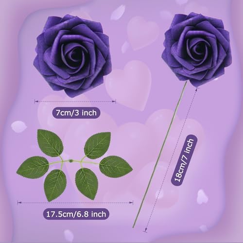 100 Pcs Artificial Rose Flowers, Purple - Image 2