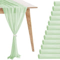 12 Pack Sage Green Table Runner 10ft Romantic Chiffon Table Runner for Wedding Baby Shower and Birthday Party Cake Table Decorations(120 x 12 in) by Unknown