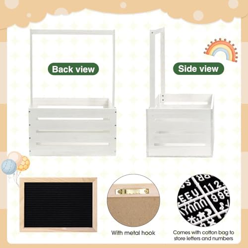 Barydat Wooden Baby Shower Crate Closet Baskets for Baby Shower, White - Image 3