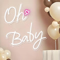 Oh Baby Neon Sign for Backdrop Wall Decor 37.7x15.7inch White by QLKGWEA