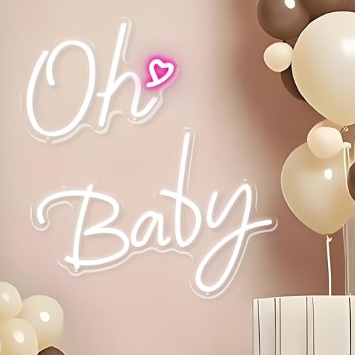 Oh Baby Neon Sign for Backdrop Wall Decor 37.7x15.7inch White by QLKGWEA