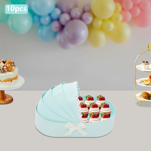 10PCS Baby Shower Box, Crib Basket Cardboard Box, Cradle-shaped Flower Basket Gift Boxs, Baby Carriage Centerpiece Floral Baskets for Celebration Birthday Decor (Blue, 13.19*6.89*3.15 in) - Image 4