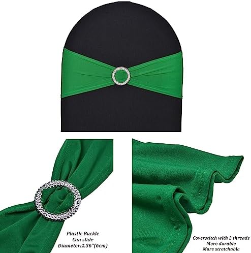 50pcs Stretch Spandex Chair Sashes for Christmas Wedding Party Banquet Decoration Elastic Bulk Chair Cover for Christmas (Emerald Green) - Image 2