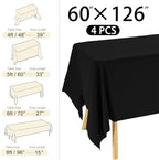 4 Pack Rectangle Tablecloth 60x126 Inch Black Washable Polyester Table Cover for Wedding Dining Table Buffet Parties Banquet Decoration（Black） - Image 2