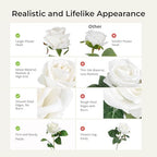 Auihiay 104pcs Roses Artificial Flower - Realistic White Fake Roses - Image 4