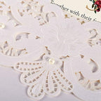 DORIS HOME 50pcs White Personalized Laser Cut Flora Lace Invitation Cards - Image 7