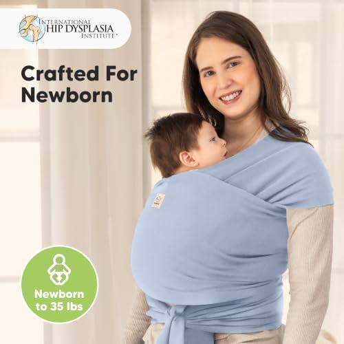 KeaBabies Baby Wrap Carrier, All in 1 Original Baby Carrier (Powder Blue) - Image 2