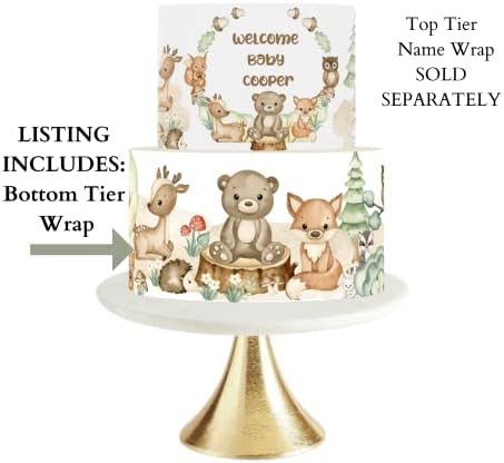 WOODLAND BABY SHOWER CAKE TOPPER CAKE WRAP Woodland Birthday party - Image 3