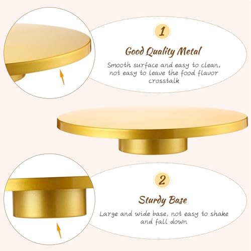 Wenqik 16 Inch Metal Gold Cake Stand with Cake Knife and Spatula, Round Dessert Table Display Stand Metal Dessert Tray Serving Platter for Party, Wedding, Birthday, Baby Shower, Anniversary - Image 3