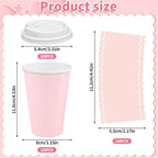 120 Pack Pink Coffee Cups with Lid Sleeves, 12oz Insulated To Go Paper Cup - Image 2