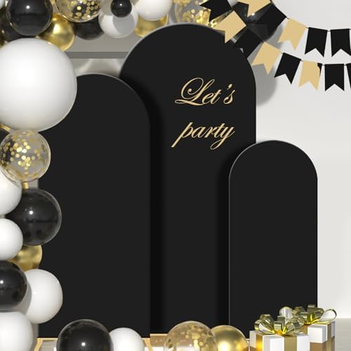 Gawicpy Wedding Arch Backdrop Stand Set Metal Arch Backdrop Stand with Wedding Arch Cover, Wedding Balloon Arch Backdrop Stand for Birthday, Baby Shower, Anniversary (Black, 4FT+5FT+6FT) - Image 3