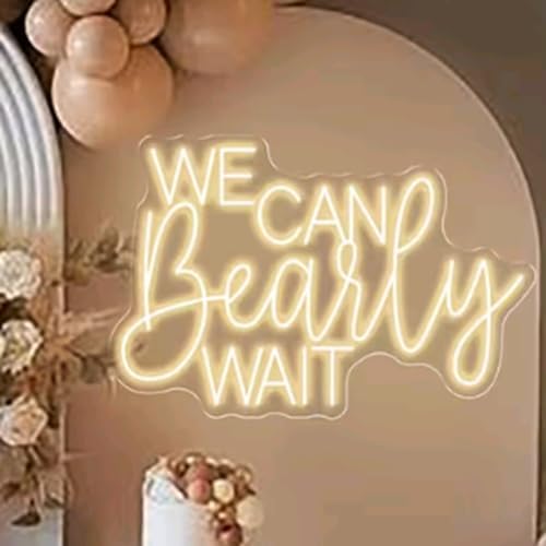 We Can Bearly Wait Neon Sign, Baby Shower Sign, Baby Shower Backdrop Sign, Baby Shower Welcome Sign, Baby Shower Decor,USB LED Sign Size:16x10.6inch, Warm white - Image 2