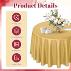 Buryeah 12 Pcs Burgundy and Gold Plastic Table Cloth 84 Inch Maroon and Gold Round Waterproof Disposable Tablecloth Circle Table Covers for Graduation Bridal Wedding Birthday Party - Image 4
