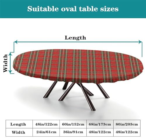 Red and Green Plaid Pattern Print Oval Tablecloth Stain and Wrinkle Resistant Washable for Bridal Shower Engagement Housewarming Wedding Fits for 52" x 70" Oval Table - Image 4