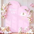 Pale Pink Photo Arch Backdrop Cover Set of 2 for Party Spandex 7.2 and 6ft Arch Covers Stretchy Backdrop Baby Shower Arch Stand Covers for Girls Birthday Wedding Bridal Shower Banquet Background - Image 3