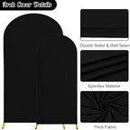 7.2FT, 6FT Wedding Arch Stand and Matching Black Spandex Fitted Arch Backdrop Cover Set, Round Top Chiara Backdrop Stands and Covers for Birthday Party Baby Shower Banquet Arch Decor (Black) - Image 4
