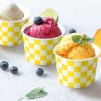 Zopeal 50 Count Yellow Checkered Ice Cream Cups Disposable 9 oz Ice Cream Bowls Paper Race Car Birthday Party Supplies Snack Cups Sundae Picnic Dessert Yogurt Bowls for Food (Pack of 3) - Image 2