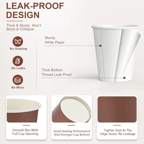 Roshtia 500 Pack 4 oz Paper Espresso Cups Elegant Brown Gradient Design, Small Disposable Cups for Espresso, Hot Tea, Baby Showers, Weddings, Parties, Picnics, Homes, Offices & Events - Image 3