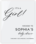 Andaz Press 16"x20" White Acrylic Personalized Baby Shower Welcome Sign, Gender Neutral Large Custom Sign for Easel Stand, It's A Girl Baby Shower Decorations by AndazPress