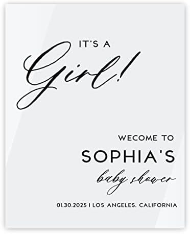 Andaz Press 16"x20" White Acrylic Personalized Baby Shower Welcome Sign, Gender Neutral Large Custom Sign for Easel Stand, It's A Girl Baby Shower Decorations by AndazPress