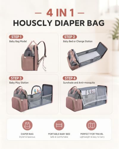 houscly Diaper Bag Backpack with Changing Station, 25L Large Capacity - Image 2