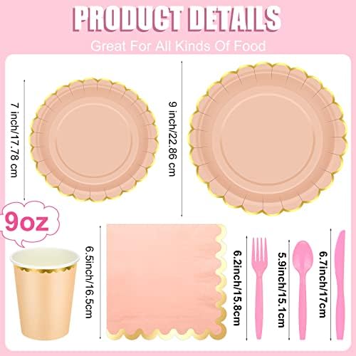 Yaomiao 168 Pcs Pastel Party Supplies Pastel Disposable Dinnerware Set - Image 2