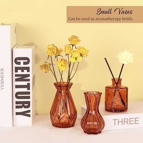 Set of 36 Glass Bud Vases Small Flower Vases for Centerpieces (Dark Amber) - Image 4