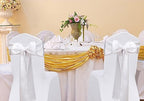 Pack of 50 Satin White Chair Sashes Bows 7 X 108 Inch Universal Chairs Ribbons for Wedding Ceremony Party Banquet Restaurant Event Decorations - White Chair Sashes 50 Pack - Image 3