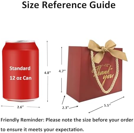 TKSBAG 50 Pack Small Thank You Gift Bags with Handles, 5.5''x 2.3''x4.7'' Mini Red Gift Bags Bulk for Baby Shower, Birthday, Wedding, Party Favors, Mother's Day - Image 2