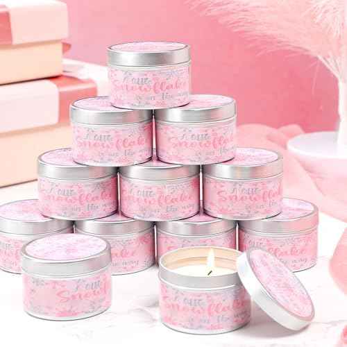 MTLEE 24 Pcs Baby Shower Candle, Snowflakes, Pink, 1.2 oz - Image 4
